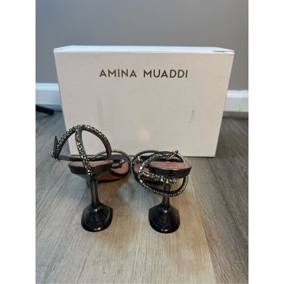 Amina Muaddi Gilda Glass embellished PVC sandals Size 35 $1170 - Picture 8 of 11